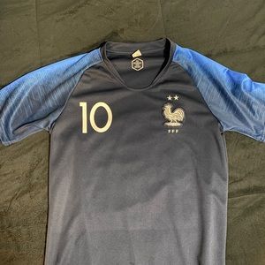 Kylian mbappe French national team jersey.